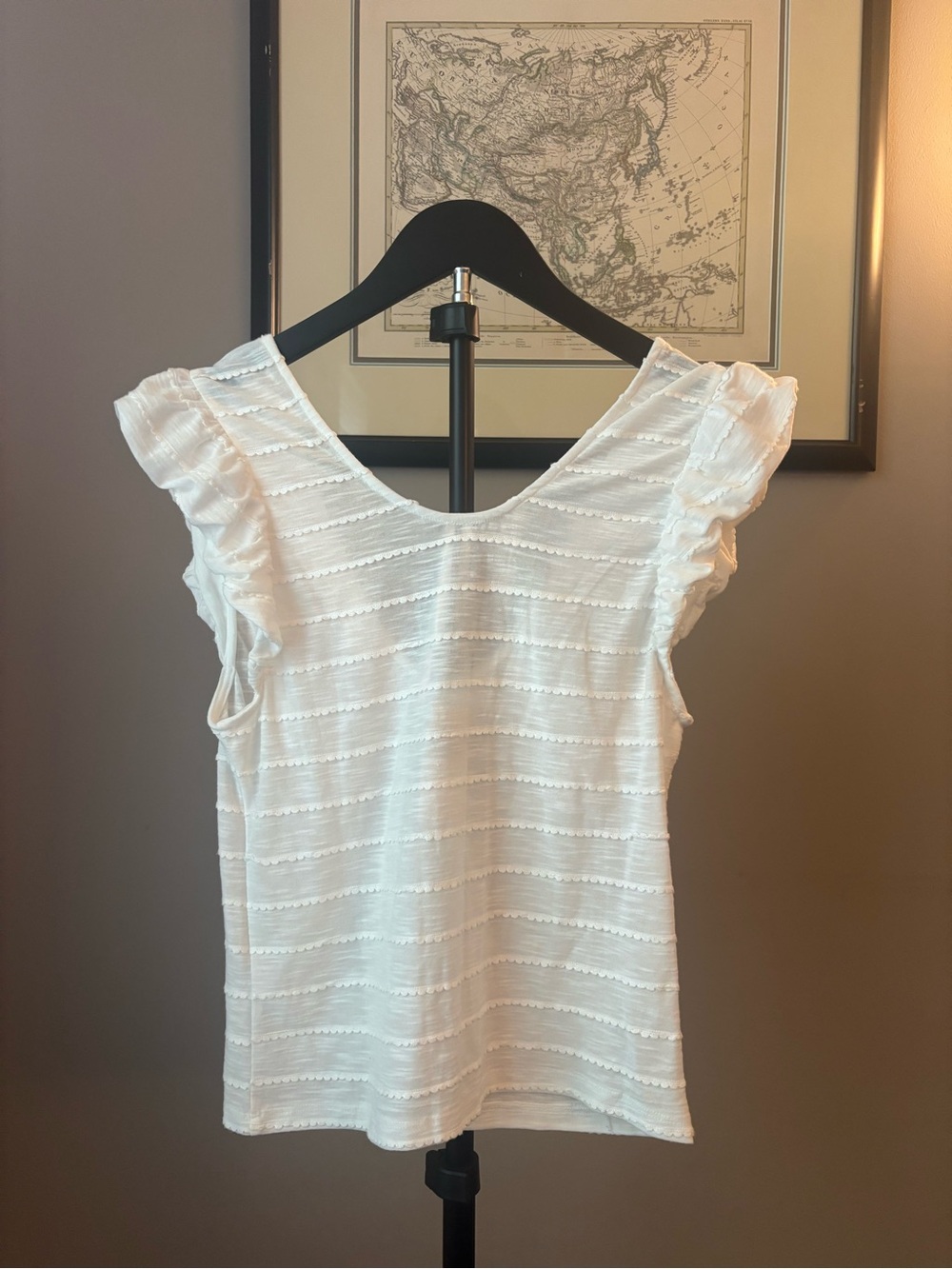 Anthropologie Women's White Textured Cap-Sleeve Top - Picture 2 of 3